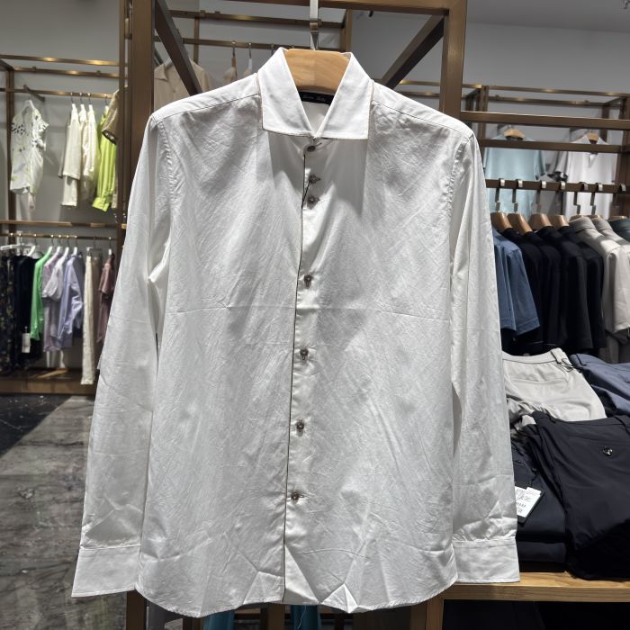 Yiwen High-End Kevin Kelly Men's White Long-Sleeve Shirt Slim Fit Lapel Button-Down Shirt Spring/Summer Original 1980 Yiwen High-End Kevin Kelly Men's White Long-Sleeve Shirt Slim Fit Lapel Button-Down Shirt Spring/Summer Original 1980