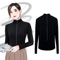 2022 spring and summer new Modale half high collar bottom shirt woman long sleeve foreign air big code Neylap T-shirt thin blouse