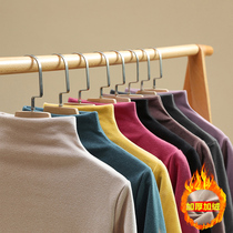 2022 autumn and winter foreign air self-heating Develvet bottom-shirt female half high collar inner lap with thickened and warm mill fur jacket