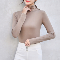 2022 Spring Summer Ocean Gas High collar Modale Undershirt Woman Black Thin inner lap with long sleeves T-shirt pile collar blouse