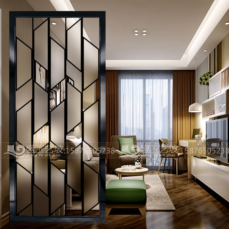 European living room art frosted glass mobile screen kitchen partition wash basin decoration modern simple porch cabinet