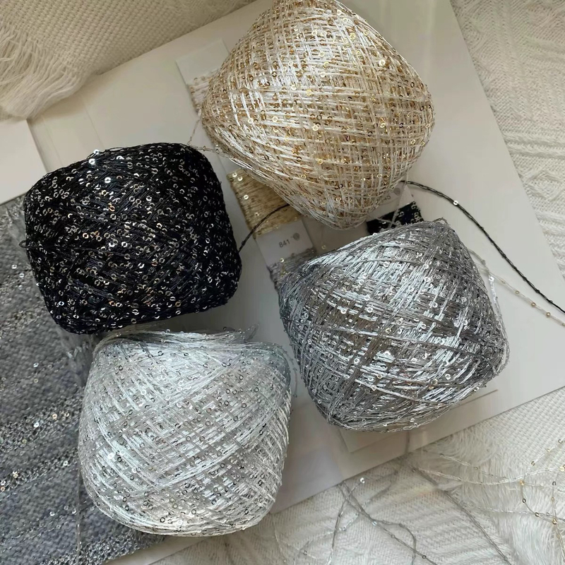 DIY Hyuna Sequin Woven Bag High-End Hand-Mixed Yarn Chanel-Style Material Special Yarn Black Gold Sequin Yarn