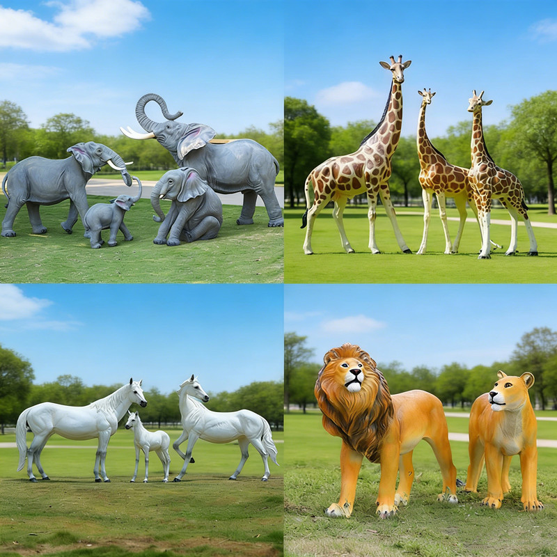 Simulated Animal Fiberglass Sculptures for Garden Landscapes, Outdoor Scenic Spots, Elephant, Horse, Giraffe, Lion Model Ornaments Simulated Animal Fiberglass Sculptures for Garden Landscapes, Outdoor Scenic Spots, Elephant, Horse, Giraffe, Lion Model Ornaments