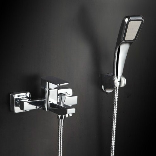 New household simple shower set Shower booster hand-held nozzle All copper hot and cold simple faucet with lifting rod