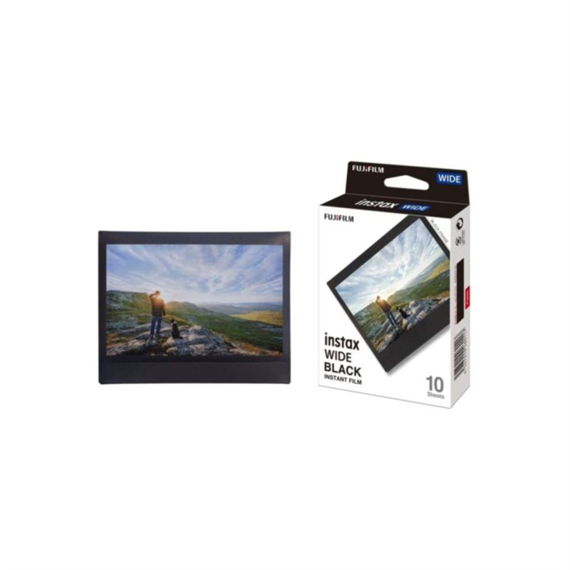 Fujifilm/Fuji Instax Wide Black Instant Photo Paper Wide Format Film 1 Pack of 10 Sheets