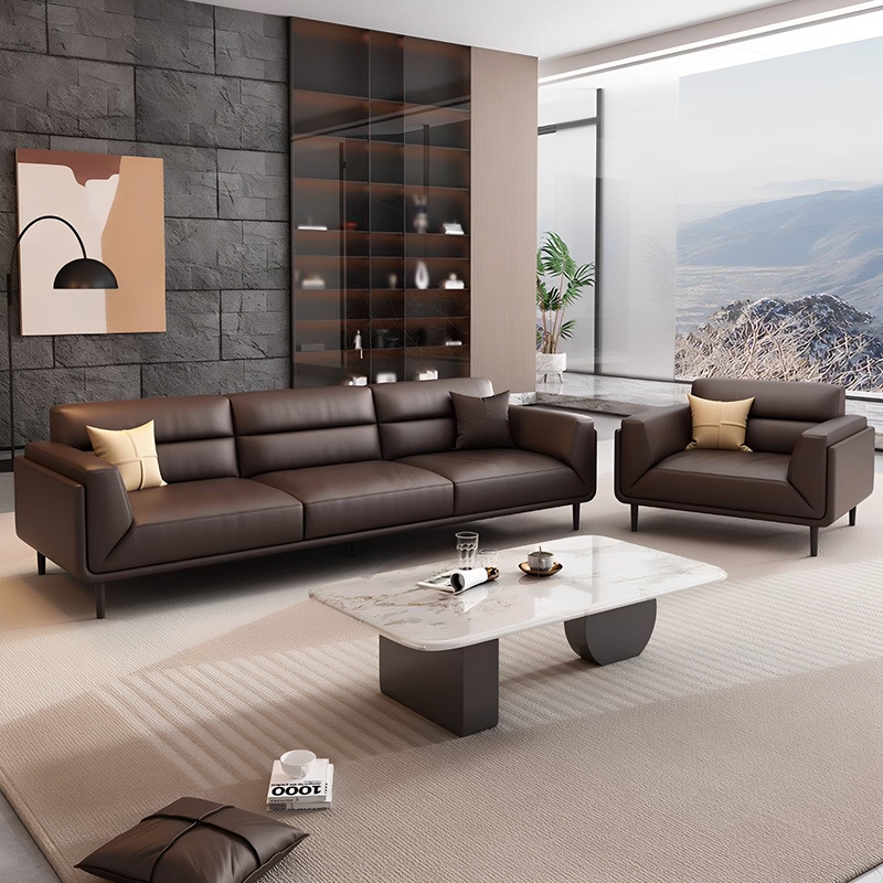 Office Sofa and Coffee Table Set, Lobby Reception and Meeting Room, Business Luxury Sofa, Three-Seater