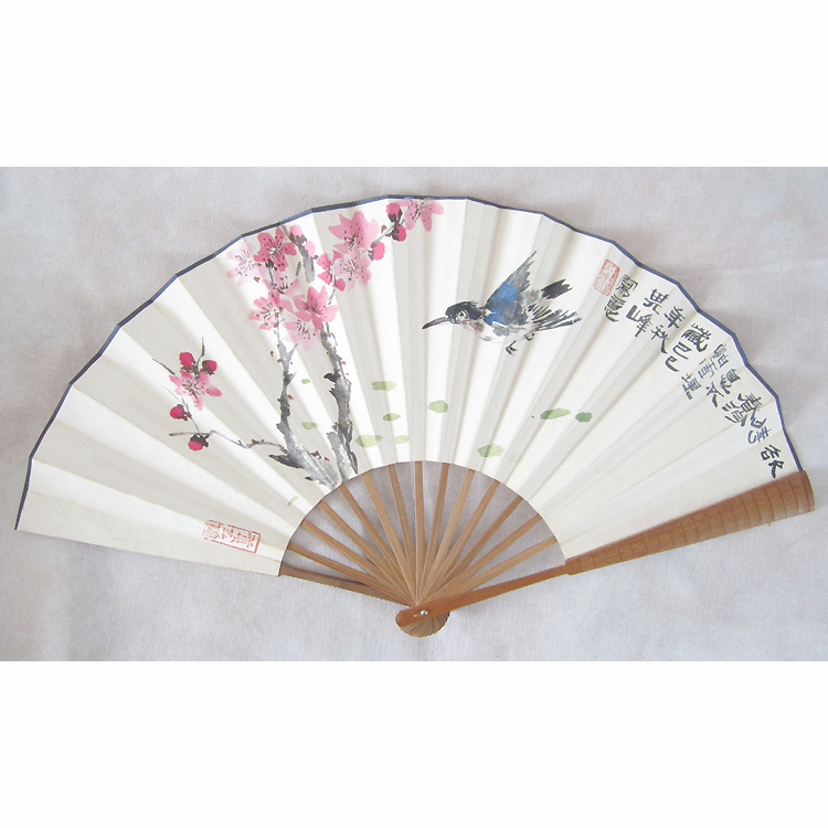 Virtuoso pure hand painted in the early years The famous artist flowers and birds into fan manuscripts Flowers Birds Painting Living-room Character Painting D247