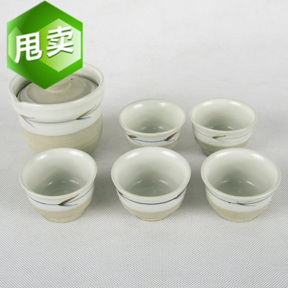 Japanese reflux tea ceramic inscription in the bottom hand pull embryo set cup cup antique bag old collection