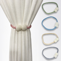 Pearl curtains with fixed card buckle with magnetic magnetic tie-rope decorated binding strap