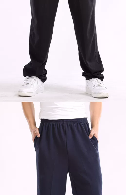 Quần thể thao nam mùa xuân mới quần cotton mỏng kết hợp với quần ống đứng cộng với chất béo cộng với size quần rộng - Quần Jogger