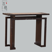 New Chinese style entrance table Solid wood carved end view table Living room Classical Zen entrance table Foyer entrance decorative side cabinet