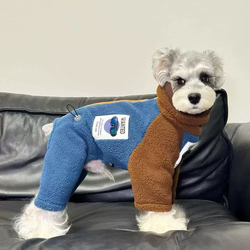 Теплая зимняя одежда для собак, зимняя одежда для маленьких собак из овечьей шерсти, сращенная утолщенная одежда шнауцера контрастного цвета.