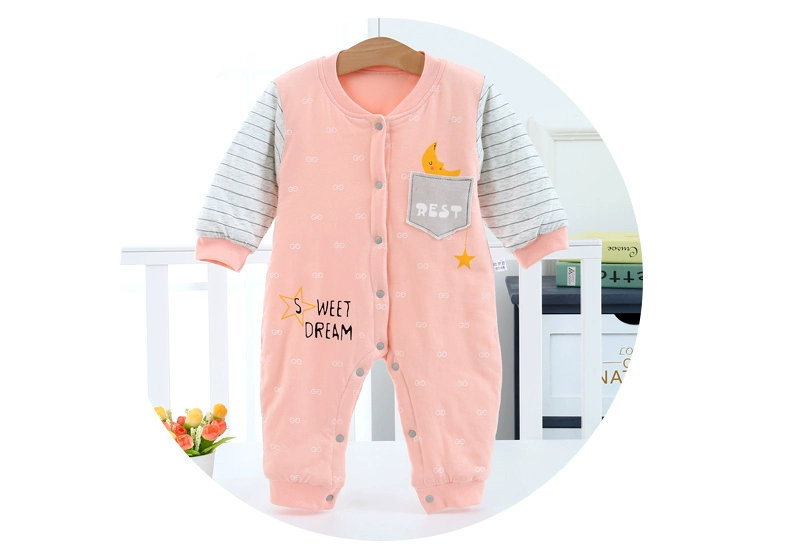 Quần áo sơ sinh mùa thu và mùa đông áo liền quần dày áo khoác cotton mỏng rompers leo núi phù hợp với 0 trẻ sơ sinh nam và nữ 3-6 tháng - Áo liền quần