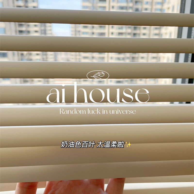 Cream aluminum shutter custom office shading curtain toilet kitchen curtain lifting hand pull aluminum alloy shutters