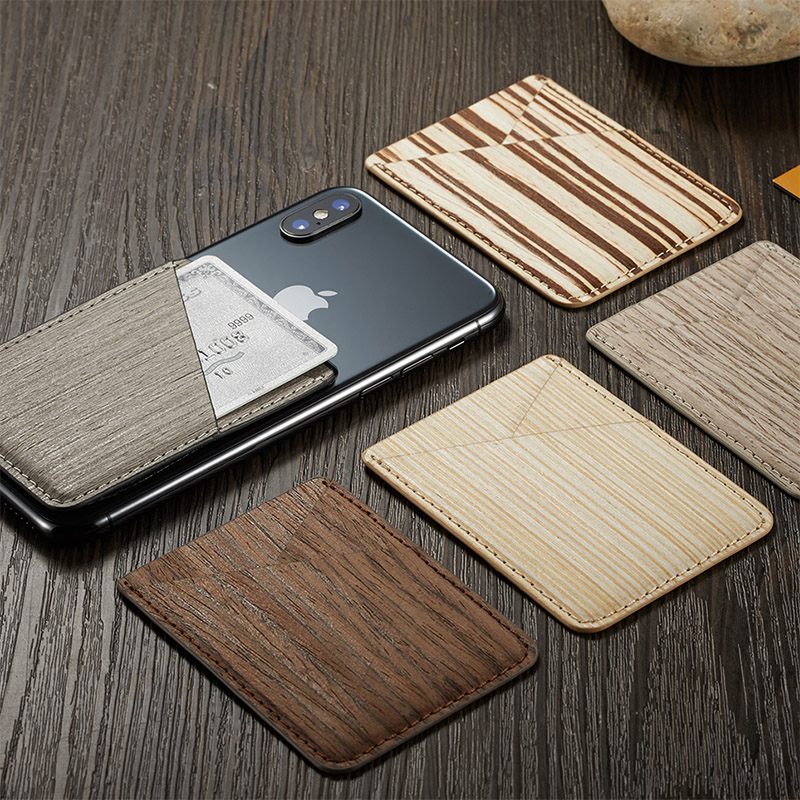 MUXMA exported to the United States real wood mobile phone card holder with walnut wood pine wood bamboo wood grain texture