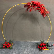 New wedding props arch stage background Wrought iron wedding decoration decorative flower stand Custom round arch shelf