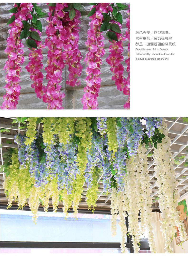 Trang trí đám cưới chuỗi hoa mô phỏng màu tím hoa giả hoa wisteria hoa dài treo tường vòm trong nhà treo mây - Hoa nhân tạo / Cây / Trái cây lan gia hac