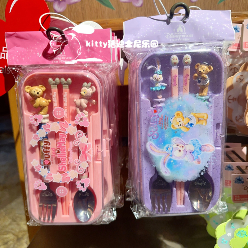 Shanghai Disney Domestic Purchasing Agent for Duffy Bear, Shelliemay, and Stellalou Cartoon Tableware Set: Spoon, Fork, Chopsticks