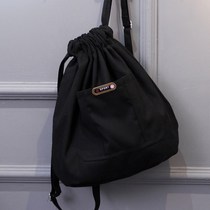 Cute shoulder backpack corset pocket fashion drawstring canvas bag mini men and women personality trend back bag sports Korean version