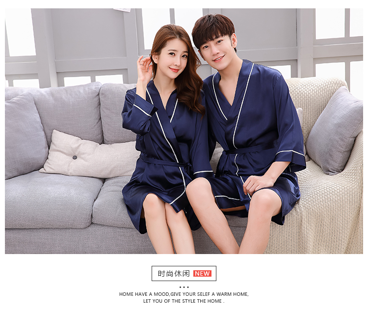 Hàn quốc phiên bản của Hàng Châu lụa phần mỏng đồ ngủ nam sexy ice silk robe áo choàng tắm mùa hè lụa khách sạn áo choàng tắm triều áo ngủ 2 dây
