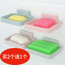 Punch-free wall hanging soap box suction cup toilet soap rack Bathroom Kitchen rack creative drain soap box