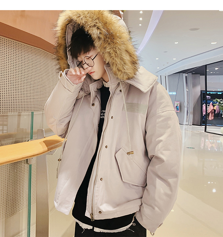 Văn học nam nữ mua sắm áo khoác nam mùa đông trùm đầu áo khoác cotton phiên bản Hàn Quốc của xu hướng áo khoác cotton ngắn mùa thu nam áo khoác nam áo khoác jean nam