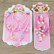 Child Hair Clip Leather Fascia Unhurt Hair Girl Hair Girl Princess Hair Accessories Cartoon Necklace Hand-chain Ring Suit Headwear