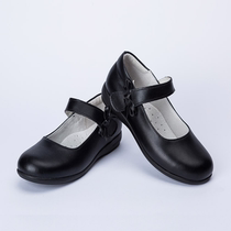 Girl's Shoes Student Black Leather Small Gift Shoes Bow Small Leather Shoes Cowhide Single Shoes for Children's Performance Shoes School Shoes