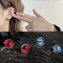 Couple Devils eyes earrings Korean version of mens and womens ears clay titanium steel ear jewelry 2021 new explosive mens earrings