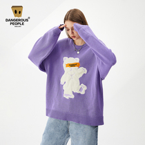 Dangerouspeople Xue Zhuqian Dsp Bark Embroidery Round-collar Sweater brand autumn and winter couple knife shirt