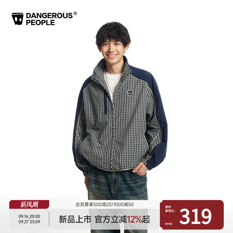 Dangerouspeople Joker Xue Dsp Retro Plaid Patchwork Jacket Trendy Color-Blocking Casual Loose Coat Dangerouspeople Joker Xue Dsp Retro Plaid Patchwork Jacket Trendy Color-Blocking Casual Loose Coat