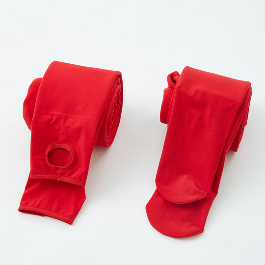 Bride's Wedding Festive Red Tights, Warm Pants for Women in Their Zodiac Year, Autumn and Winter Fleece-Lined Thick Leggings for Outerwear