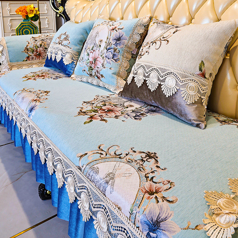 Fall Eu Style Sofa Cushions Upscale Luxury PRINCESS ANTI-SLIP LIVING-ROOM ANTI-CAT GRIP REAL LEATHER SOFA CUSHION CLOTH COVER
