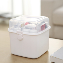 Student dormitory small medicine box transparent portable large-capacity drug drug storage box small multi-layer mini medicine box