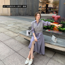 ASM ANNA Cheongdam-dong little sister~Temperament knitted vest shirt dress Western style suit two-piece set