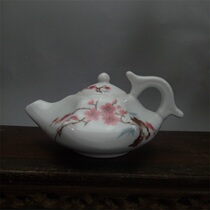 Peach flower octagonal teapot Antique antique antique porcelain ornaments