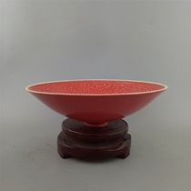 Song Dingyao carved pink flower deer pattern hat bowl Antique antique antique porcelain Folk collection Classical