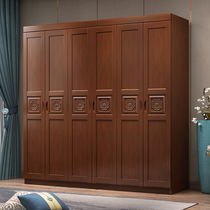 Solid wood wardrobe modern simple bedroom assembly clothes cabinet storage wardrobe economy 3 4 5 6 door wardrobe