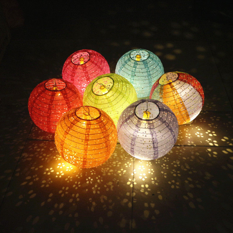 Mid-Autumn Festival hollowed out ancient wind paper lantern new plus rod luminescent LED lamp handmade diy kindergarten children's portable lantern