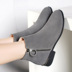 Giày bốt đế bằng da nữ Yifei Belle 2019 mùa đông mới Martin bốt dày với nhung nữ - Giày ống boot đen nữ Giày ống