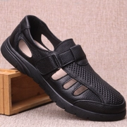 Giày nam mùa hè 2019 sandal da thoáng khí lỗ rỗng giày chống trượt giản dị - Sandal