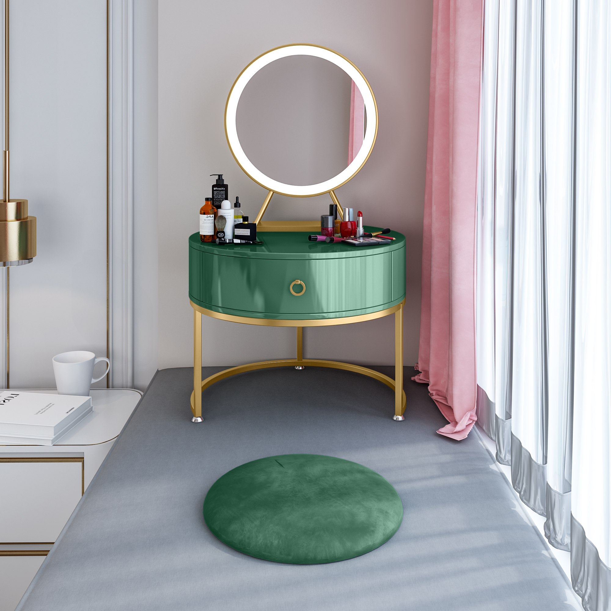 Nordic net red ins Makeup Table Floating Window Dressing Table Small Bedroom Minima Mini Tatami Accommodating Cabinet