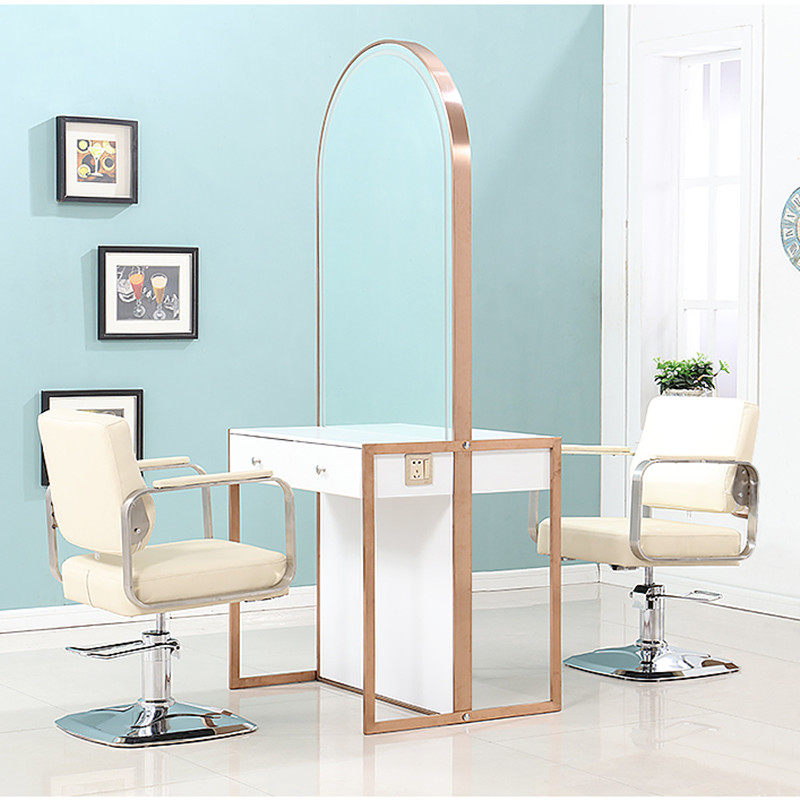 Hair salon shop simple hair mirror table Hair salon special hair cutting mirror new stainless steel single-sided four-sided hair mirror