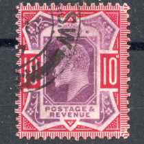 GBR116 timbres du Royaume-Uni pour 1902-10 ans: roi Édouard VII 10d Lettre Pin