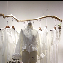 Clothing store display rack mens clothing store branch ceiling hemp rope hanger womens shop decoration wooden creative adhesive hook