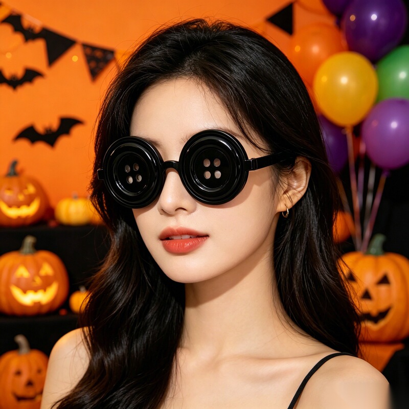 Cross-Border Holiday Horror-Themed Button Glasses Halloween Costume Accessories Ghost Mom Themed Button Glasses