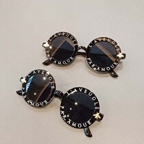 Children sun glasses childrens anti-ultraviolet glasses baby glasses Korean Black Fashion letter sunglasses