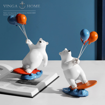 Creative Nordic surfing balloon bear ornaments living room TV cabinet children's room desktop furnishings home soft decorations