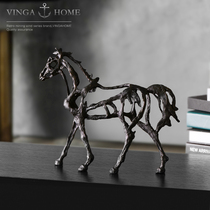 Creative art Chinese hollow horse ornaments living room office study porch desktop ornaments home soft decorations