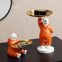Nordic creative polar bear porch key storage ornaments tray desktop dresser home soft decorations